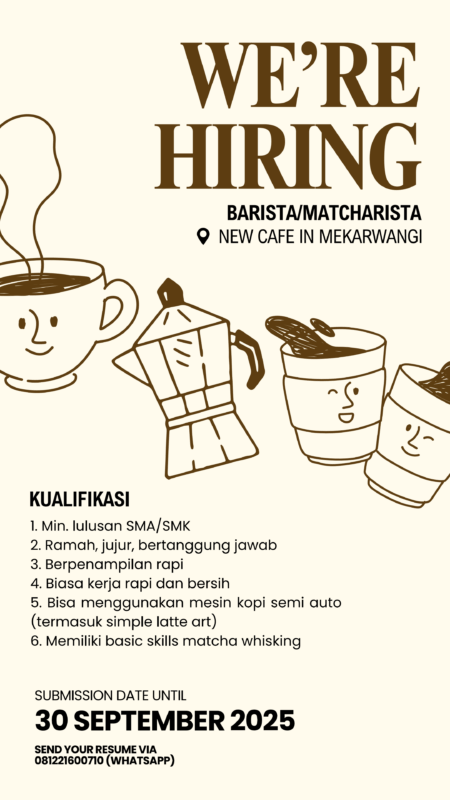 Loker Barista/ Matcharista di Mula Cafe